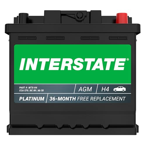 Interstate Batteries Automotive Battery 12V 50Ah Group Size H4 570CCA SLI AGM Auto Replacement Battery for Cars, SUVs, Sedans, Trucks, Vans MTX-H4
