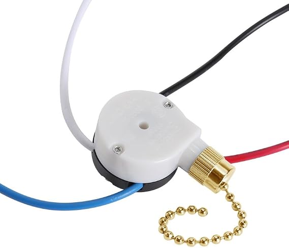 Ceiling Fan Switch ZE-208S Pull Chain Switch 3 Speed 4 Wire Ceiling Fan Replacement Part -Gold Pull Chain