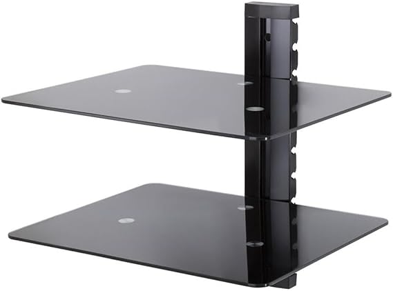 AVF Wall-Mounted AV Component Shelf, Supports 22 lbs per Shelf, Black