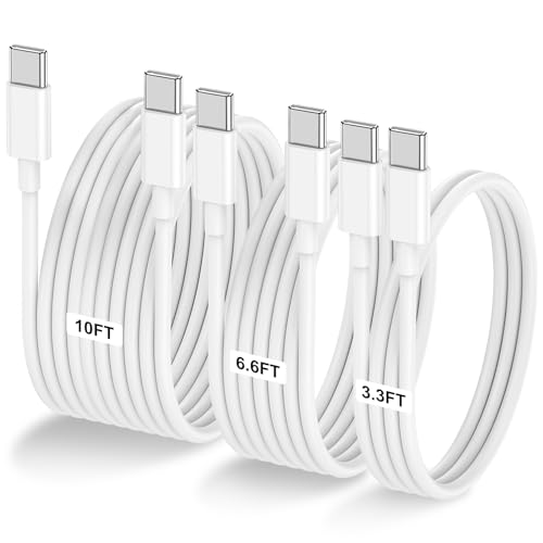 3-Pack [3.3FT6.6FT10FT] 60W USB C to USB C Cable, Type C to Type C Cable,Fast Charging Cable for iPhone 17 16 15 Pro Plus Pro Max Air,for Galaxy S25, for iPad, for MacBook and More