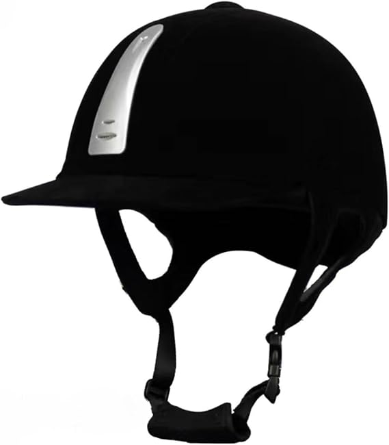 Equestrian Helmet Adjustable Washable Hat Rcuihak Unisex Lightweight and Equipment Helmet with Inner Pad Black Equestrian Protective Gear S54cm, Silver Edge
