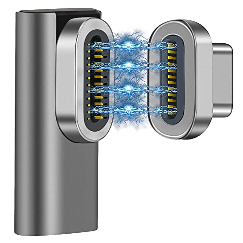 Magnetic USB C Adapter 24Pins, Thunderbolt 4 Magnetic Type C Adapter, with 100W Fast Charge, 40Gbs Data Transfer and 8K@60Hz Video Output, Compatible for MacBook ProAir and More Devices