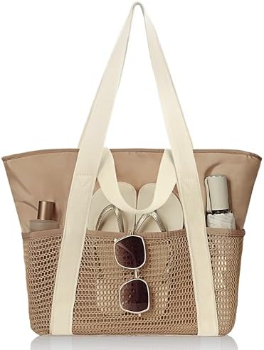 Beach Bag-Travel Tote Bags for Women with Zipper Waterproof Sandproof Beachs totes for Family Vacation Essential