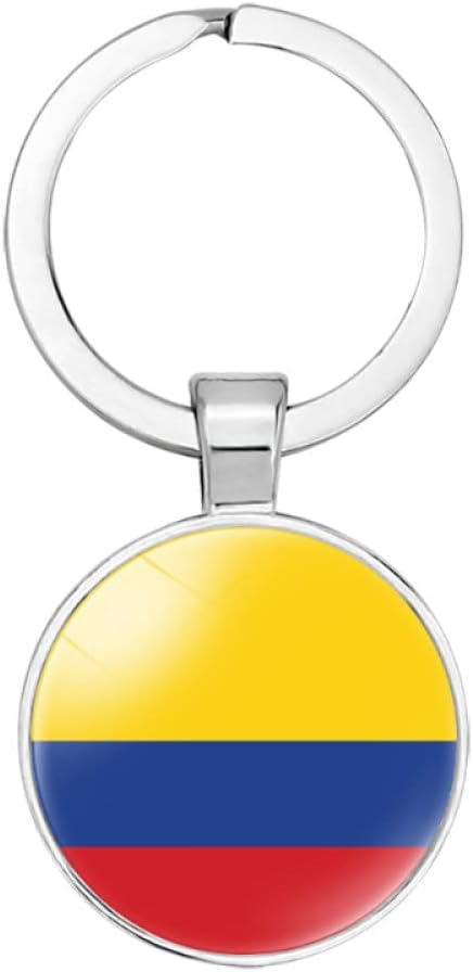 Flag Key Chain Ring,Colombian Flag Art With Yellow Blue Red Stripes Car Bag Wallet Ornaments Craft Accessory For Decoration Cabochon Pendant Hanging Gifts Buckle
