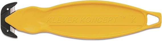 Klever Koncept Safety Cutter, 5.75" Plastic Handle, Yellow, 10/Pack