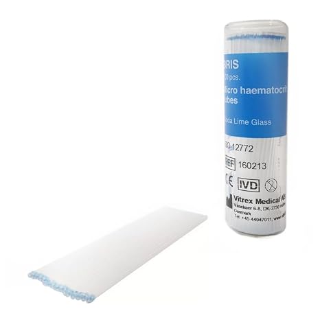 Pack of 100 Micro Haematocrit Tubes Red - Sodium Heparinised (75mm)