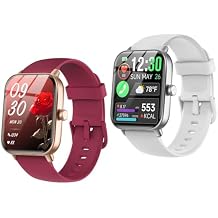 Quican Smart Watch for Women, Bluetooth Call Fitness Smartwatch for Women/Men,Compatible Android iOS, Ideas Gift on Christmas, New Year IDW19 Red and White