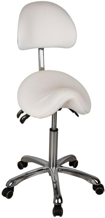 GreenLife Saddle Rolling Stool with Backrest 1025B