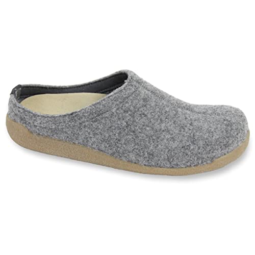 Sanita Lodge Slide Slipper Clogs for Men & Women - Removable Footbed, Made of Natural Wool Slip On Mules - Charcoal