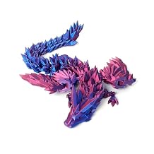 3D Printed Dragon - 18 inch Flying Articulated Dragon with Wings, Flexible Winged Crystal Fidget Toy, Home Decor, Birthday Gift, Desk PetPurple