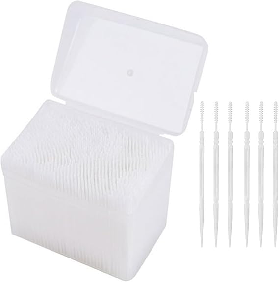 Disposable Plastic Toothpick Dental Flossers Picks Portable Practical Oral Toothpick with Clear Case 1100Pcs Double Head Soft Interdental Teeth Cleaning Brush Tool Stick White