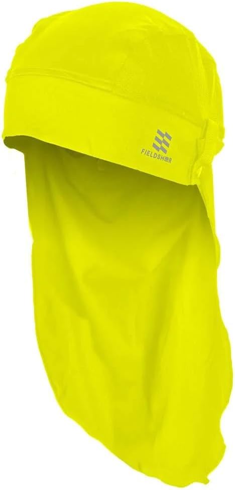 Fieldsheer Cooling Skull Cap with Removable Neckguard, Instant Cooling, UPF50+ Protection, for Under Helmets or Hardhats - Hi-Vis