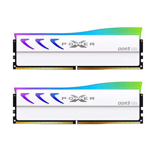 Silicon Power Storm DDR5 32GB 2x16GB RGB 6400MTs PC5-51200 288-pin CL32 1.4V UDIMM Desktop RAM Computer Memory wHeatsink White SU032GXLWU64AFDLSN