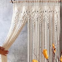 Macrame Wall Hanging Tapestry, Improved Thick Cotton Thread, Handmade Woven, Door Curtain Beads, Boho Curtain, Room Divider, Macrame Curtain, for Wedding Background, Home Decoration, 100 x 200