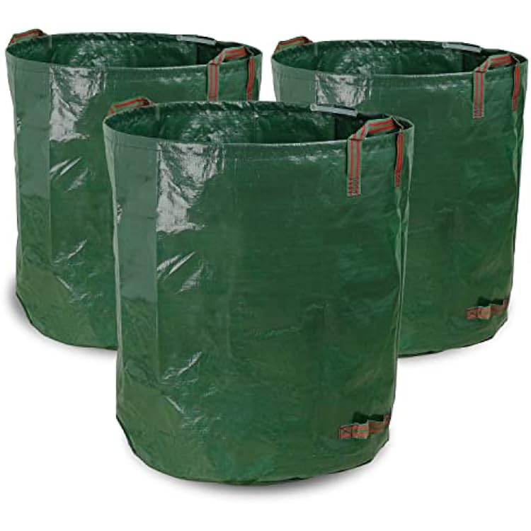Gardzen 3-Pack 72 Gallon Yard Waste Bags, Reusable Heavy Duty Collapsible Garden Leaf Bags with Plastic Ring, Stand-Up Yard Waste Bin for Leaves, Lawn Debris & Grass Clippings, PE Material