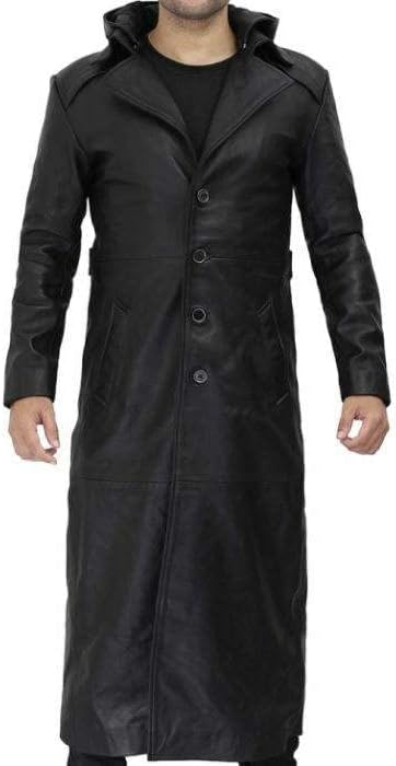 Brown Trench Coat, Distressed Leather, Vintage Style, Below Knee Long Coat, Original Lambskin Leather