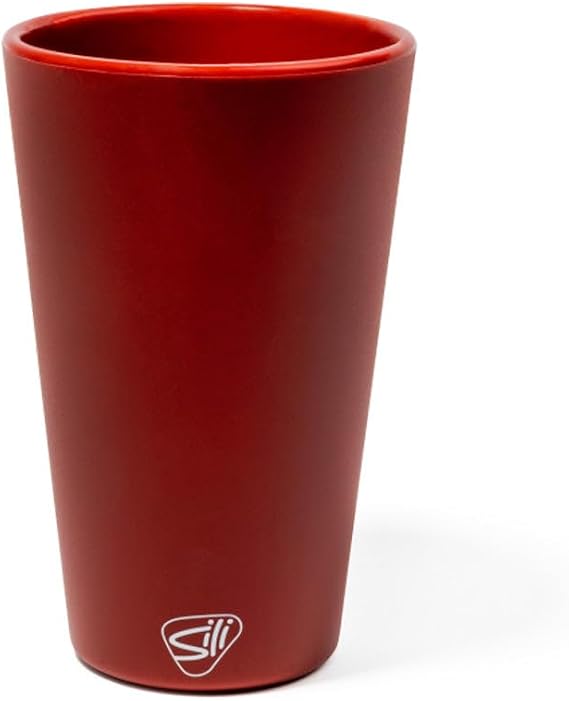Silipint 16oz Silicone Pint Glass - Unbreakable BPA-Free Reusable Silicone Drinking Cup - Flexible Dishwasher and Microwave Safe - Stemless Glass for Coffee Smoothies (Dark Red) Pack of 1