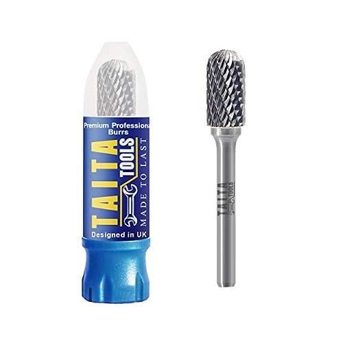 SC-3 Double-Cut Tungsten Carbide Burr, 1/4 in Shank, 1 Pack | Ball-Nose Cylinder tungsten burr with double-cut flutes for DeWalt, Milwaukee, Makita Die Grinder deburring and grinding.