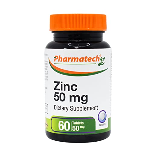 Zinc 50 mg, Immune Support Supplement, Elemental Zinc Chelated Gluconate, Mineral Antioxidant for Man and Woman Health, Acne, Easy to Swallow, 60 Tablets