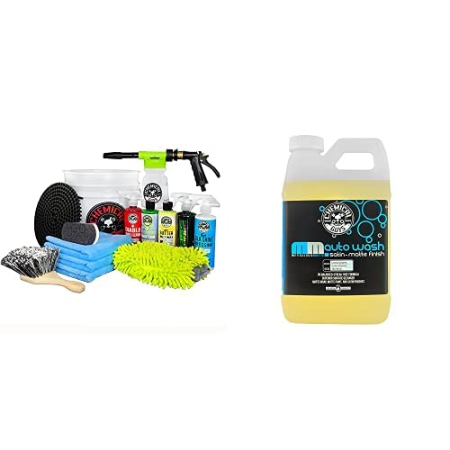 Chemical Guys CWS_995_64CW 14-Piece Arsenal Builder Car Wash Kit WFoam Gun, Bucket and 5 16 oz Car Care Cleaning Chemicals Works wGarden Hose with Meticulous Matte Car Wash Soap, 64 oz