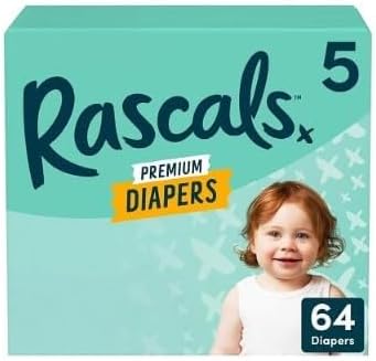 Rascals Premium Diaper (Size 5, 64 Count)