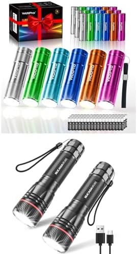 WdtPro LED Mini Flashlights 18 Pack and Rechargeable Flashlights High Lumens 2 Pack