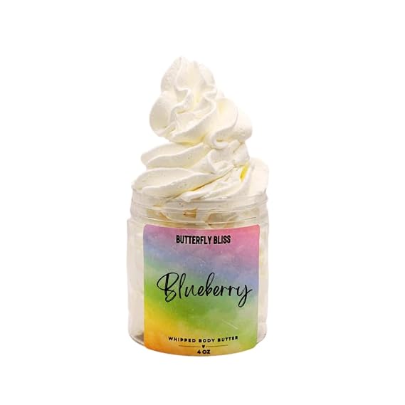 Blueberry Whipped Body Butter Fresh Berry Scented Moisturizer Ultra Hydrating Shea & Mango Butter Handmade Natural Skincare for Dry Skin 4 oz Jar