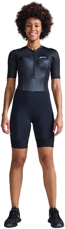 2XU Womens Aero Hex Sleeved Trisuit Black/White