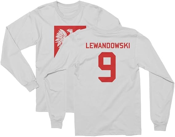 Poland Soccer Cup Fan - Lewandowski 9 Jersey Style Long Sleeve T-Shirt