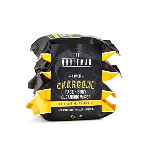 Mens Charcoal Face  Body Cleansing Wipes - 4 Pack 120ct