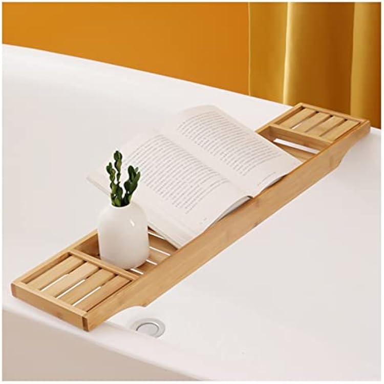Bamboo Tub Caddy, Waterproof Bathtub Tray for Bathroom Shelve, Bath Organizer Across Tub, Fits Most Freestanding Tubs Color : Wood Colour, Size : 80X22CM