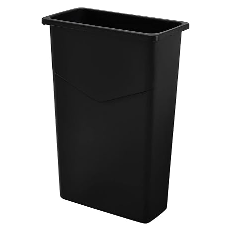 Global Industrial Slim Trash Container with Open Top, Plastic Construction, | 23 Gallon Capacity, 20"W x 11"D x 30"H, For Indoor Use, Lid Sold Separately, Black