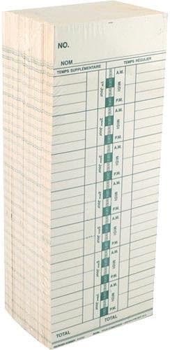 500 Time Cards for Royal TimeMaster TC100, TC200 and Many from Acroprint, Lathem, Amano