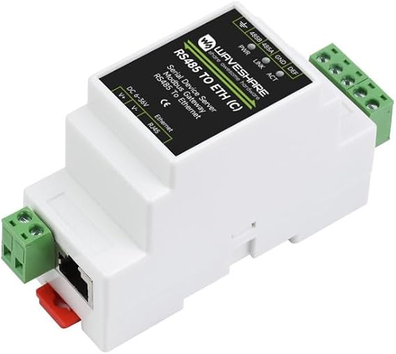 Industrial RS485 to RJ45 Ethernet Serial Server Rail-Mount RS485 to Ethernet Module, TCP/IP to RS485 Converter, Modbus Gateway, MQTT Gateway, IoT Data Acquisitor, Supports TCP/UDP, Multi Host Polling
