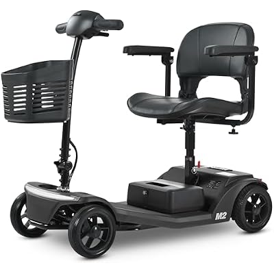Black Foldable 4 Wheel Mobility Scooter, Electric Power Mobile Wheelchair for Seniors Adult, Electric Power Mobile Scooters 15-25 Miles Long Range Mobility Scooter, Weight Capacity 330 LBS