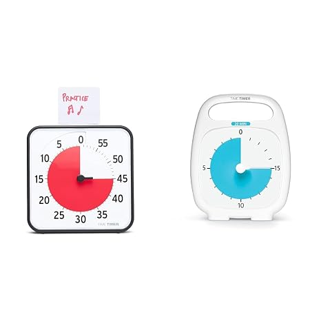 TIME TIMER 8 inch Visual Timer - 60 Minute Desk Countdown Clock with Dry Erase Activity Card & Plus 20 Minute Desk Visual Timer Countdown Timer