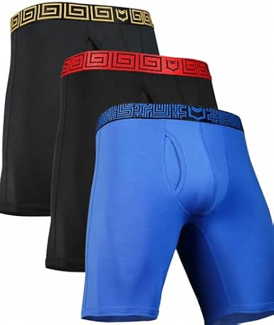 SHEATH V | 3-Pack Bundle | Men's Modal Dual Pouch Boxer Briefs | Athletic Performance Underwear - Black/Red, Black/Gold, Blue/Black - Medium