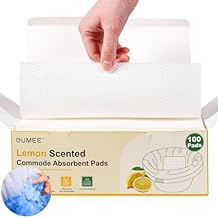 100 PCS Lemon Scented Absorbent Commode Pads for Bedside Commode Bucket, Commode Liner Pads with Absorbent Gel, Potty Liner Pads for Adults Seniors Portable Toilet Pad Bedpans