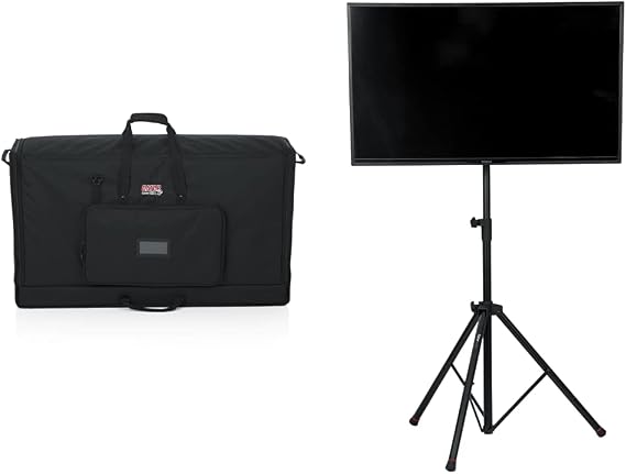 Gator Padded Nylon Dual Carry Tote Bag for Transporting (2) 40"-45" LCD Screens or LED TVs + Deluxe Adjustable Tripod Stand