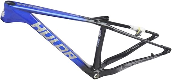 29er Mountain Bike Boost Frame 12*173mm Thru-Axle 15" 17" 19" XC Trail Racing Hardtail Bikes Frame Ultralight Carbon Fibre Disc Brake Frame, Max 2.35'' Tires Internal Routing(Black-Blue,29*15")