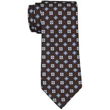 Canali Brown Blue Medallion Printed Tie