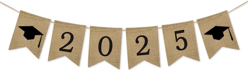 SWYOUN 2025 Burlap Graduation Party Banner Classroom Decoration Grad Party Supplies