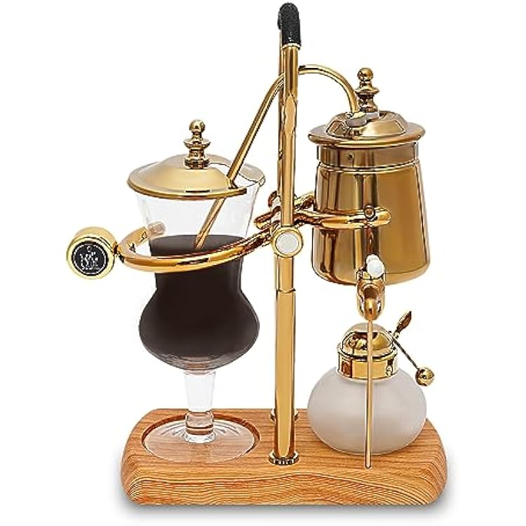Belgian Belgium Luxury Royal Family Balance SiphonSyphon Coffee Maker, 4 Persons Coffee Machines Coffee Maker Kitchen Aid400Ml- About 15 Oz, Gold Coffee Maker Filter with Handle for Home