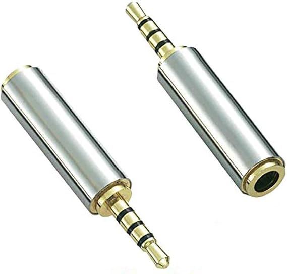 Adhiper 2.5mm to 3.5mm Adapter 3 Ring Jack Converter, 2Pcs