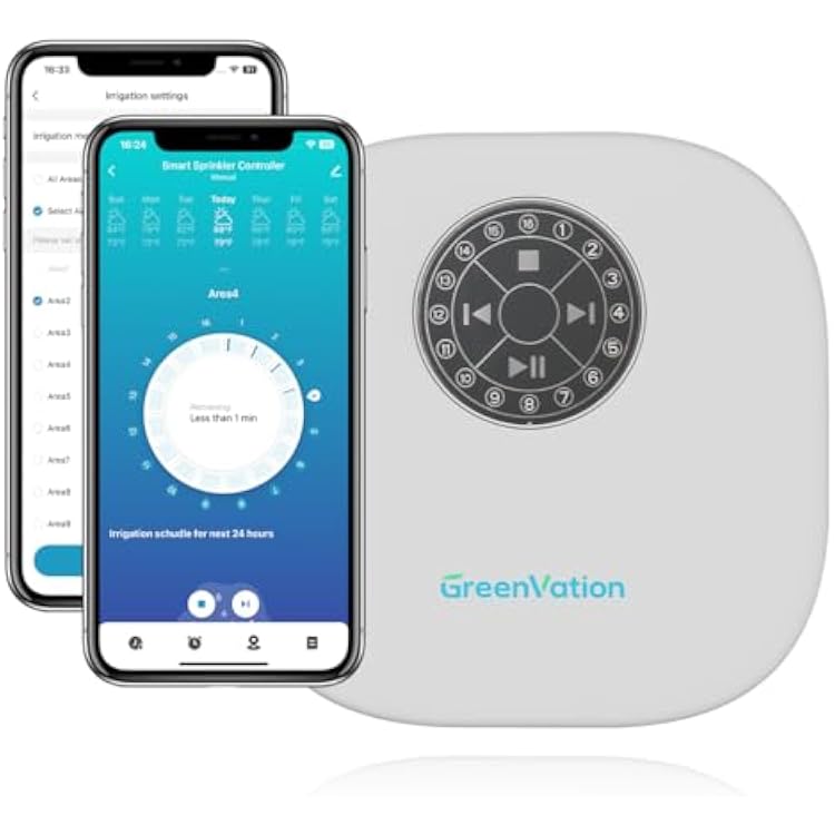 Smart Sprinkler Controller Pro,12-ZoneStation Irrigation Systemwith Water Pump and Rain Sensor Connection Interface,GreenVation 2.4G5GHz WiFi Water Timer for Outdoor GardenYardLawns 12 Zone