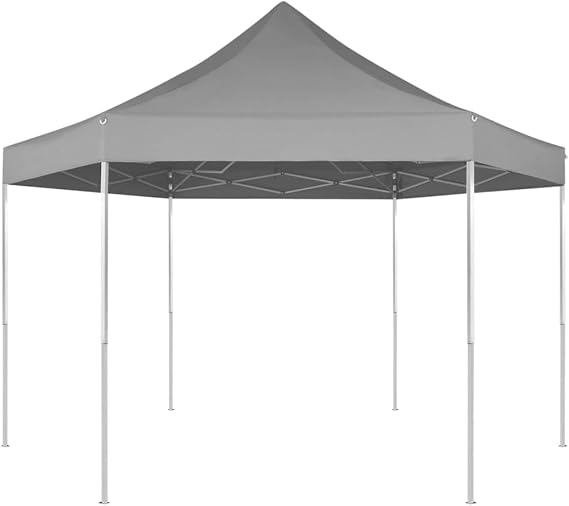 vidaXL Hexagonal Pop-Up Foldable Marquee Gray 11.8'x10.2'