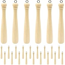Honbay 24PCS Wooden Baseball Bat Charms Pendant Mini Sport Theme Charms for Earring Necklace Bracelet Keychain Crafts Making