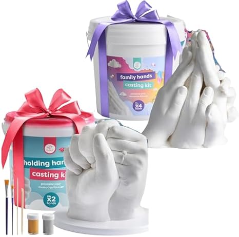 chuckle XL Family Hand Casting Kit - for 2 Hands and for 3 Hands Family Bundle - Sculpture Molding Kit, Hand Mold Kit Couples Activities - Mothers Day Gift, Fathers Day, Anniversary, Engagement