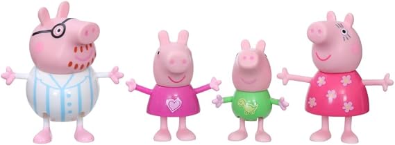 Peppa Pig Peppa's Adventures Peppa's Family Bedtime Figure 4-Pack Toy, 4 Peppa Pig Family Figures in Pajamas, Ages 3 and up