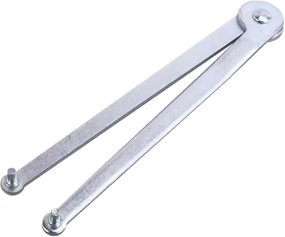 1 PCS Spanner Wrench Universal Adjustable Angle Grinder Wrench Pin Spanner Wrench Locknut Wrench for Backing Pads on Angle Grinder and Round Nuts with Drilled Holes(4mm), Silver, CQCQ43